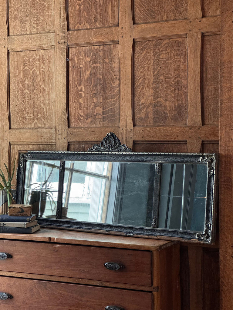 Antique Mirror, Rectangle Mirror, 3 Panel Mantle Mirror, Entryway Mirror, Hallway Mirror, Powder Room Mirror, Vanity Mirror