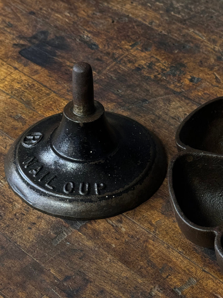Antique Rotating Nail Cup, Nail Caddy, Cast Iron Nail Cup, Rotating Parts Bin, Industrial Storage, Cobbler Tools