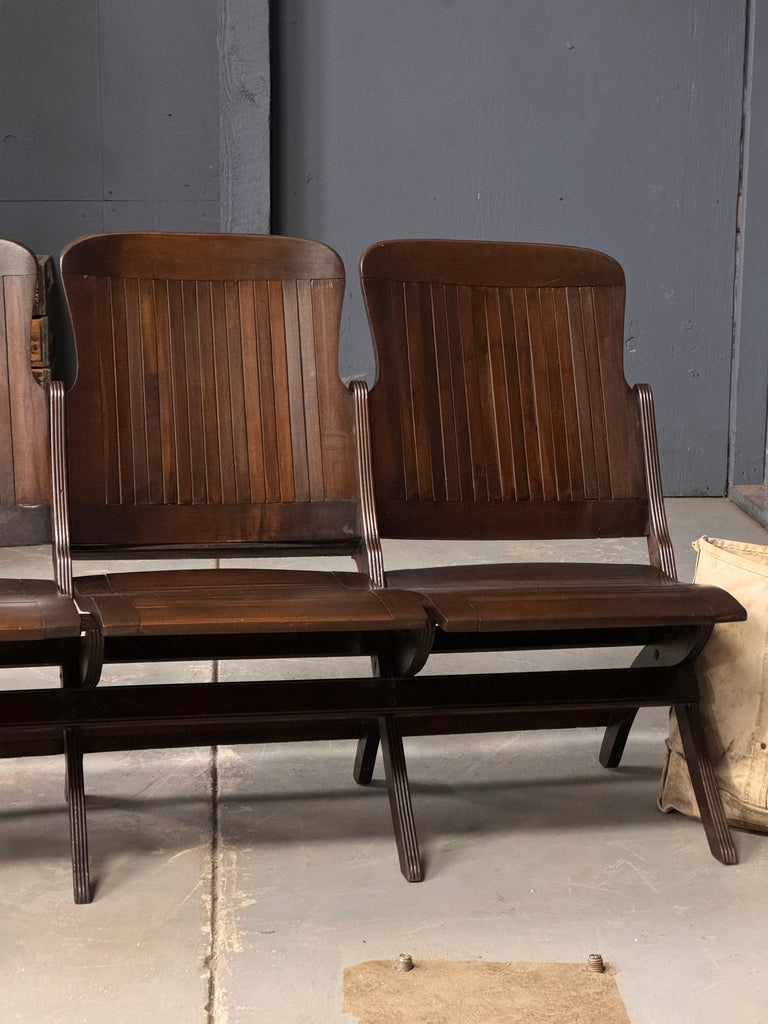 Antique Church Pew, Set of Four Folding Seats, Antique Bench, Entryway Bench, Church Pew Bench Seats, Wood Folding Chairs