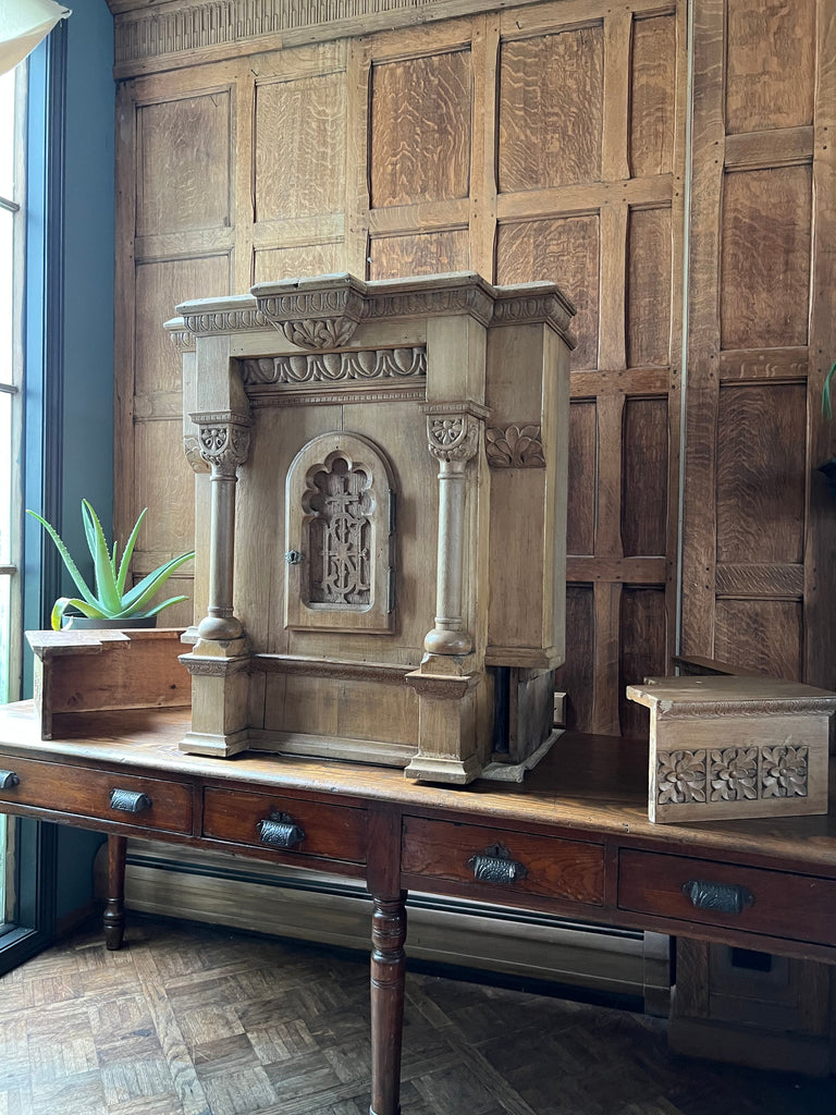 Antique Holy Sacrament Cabinet, Reliquary Cabinet, Vestment Cabinet, Architectural Salvage, Church Salvage, Antique Church Decor