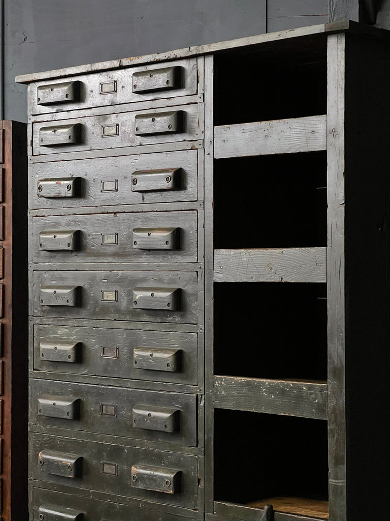 Tall Antique Parts Cabinet, Machinist Cabinet, Printers Cabinet, Large Wood Drawer Unit, Industrial Storage, Art Storage