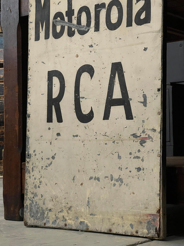 Vintage Service Station Sign, Philco Motorola RCA Sign, Hand Painted Trade Sign, Repair Shop Sign, Industrial Shop Sign
