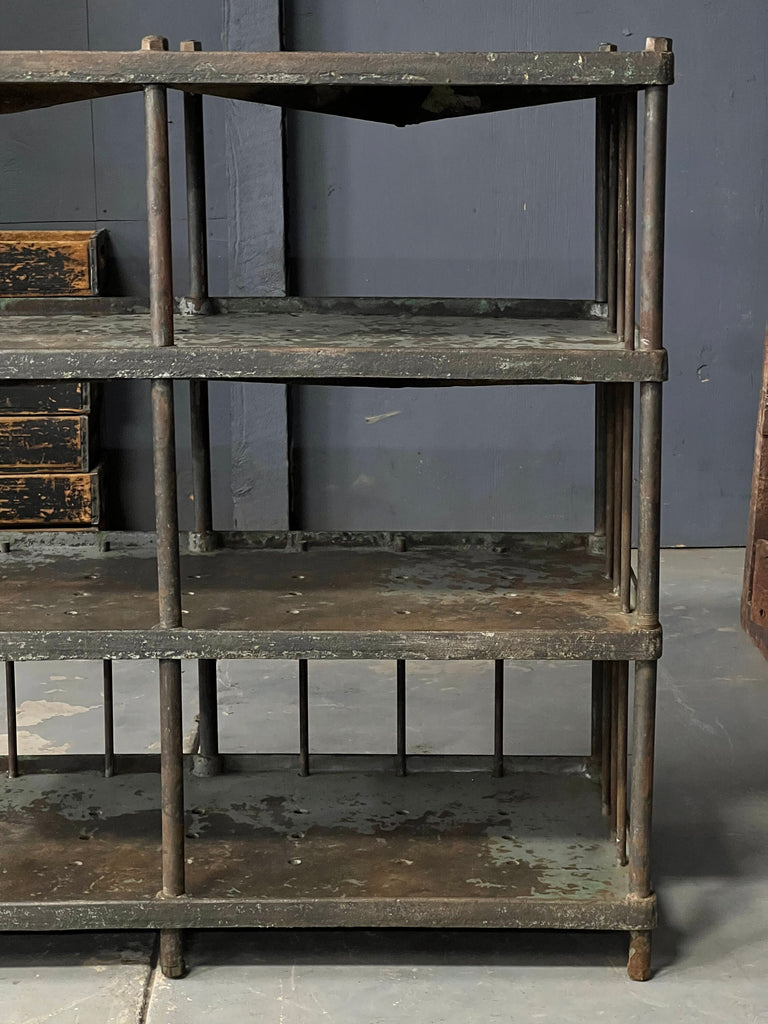 Antique Material Rack Shelving, Super Heavy Duty Cast Iron Factory Shelf, Industrial Shelving, Metal Shelving Unit