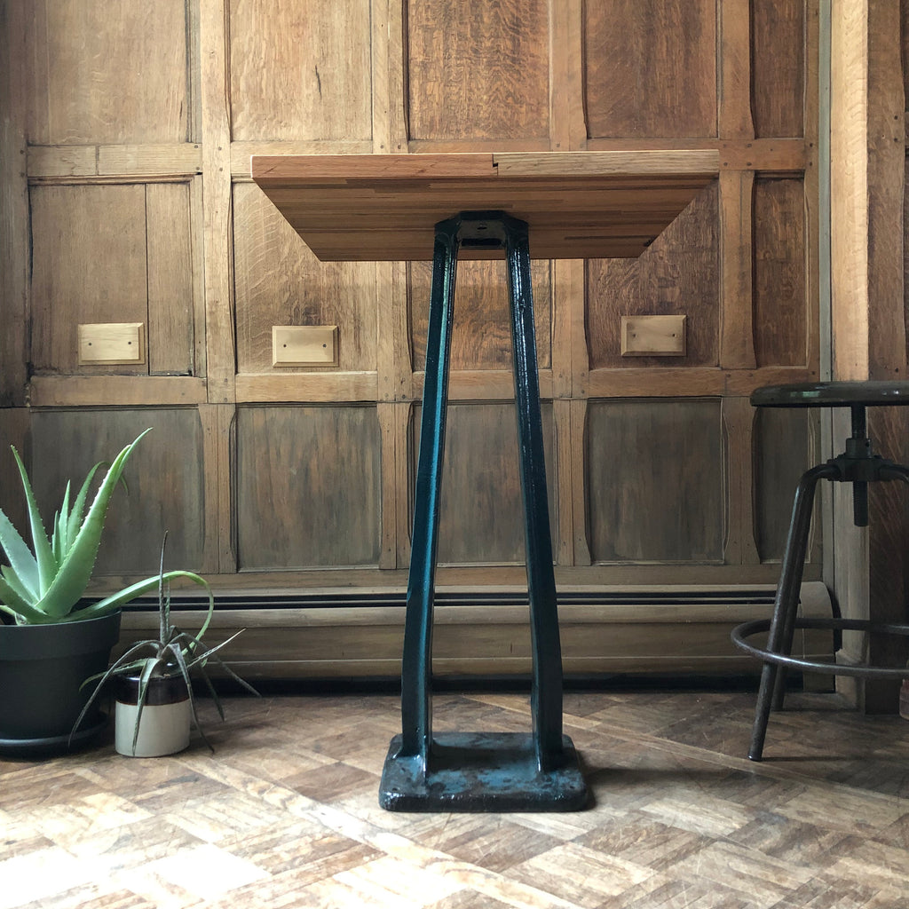 Antique Pedestal Table, Reclaimed Metal And Wood