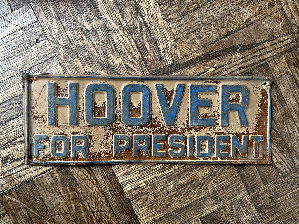 Antique License Plate Topper, Hoover For President License Plate, 1920s Political Election Campaign License Plate