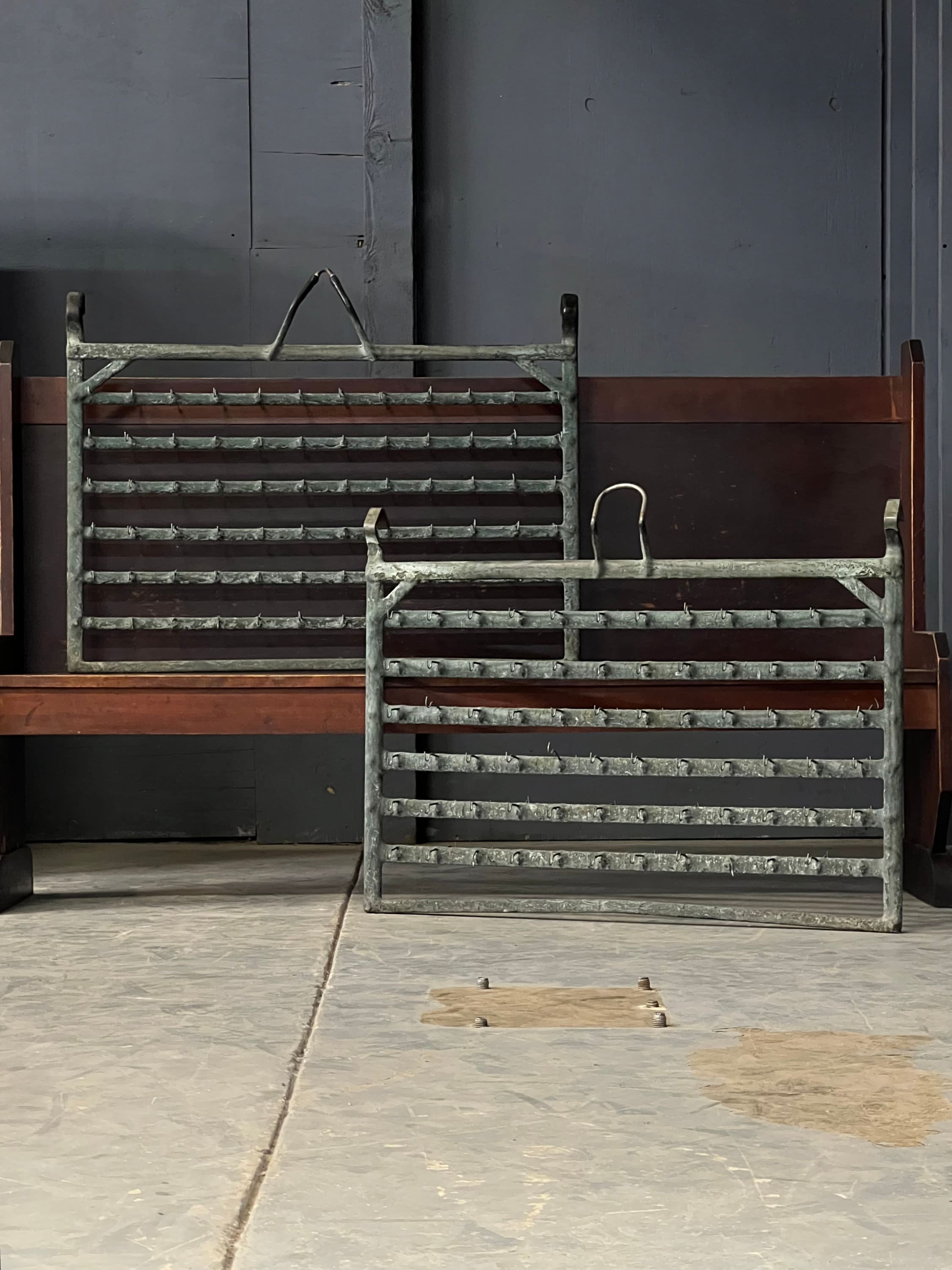 Pair Of Industrial Hanging Racks, Industrial Double Metal Rack With Ho ...