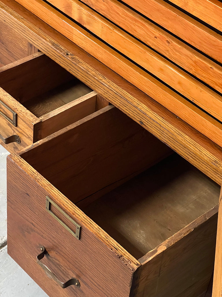 Large Antique Wood File Cabinet, Oak Flat File, Large Multi Drawer Cabinet, Blueprint Cabinet, Wood Office Furniture