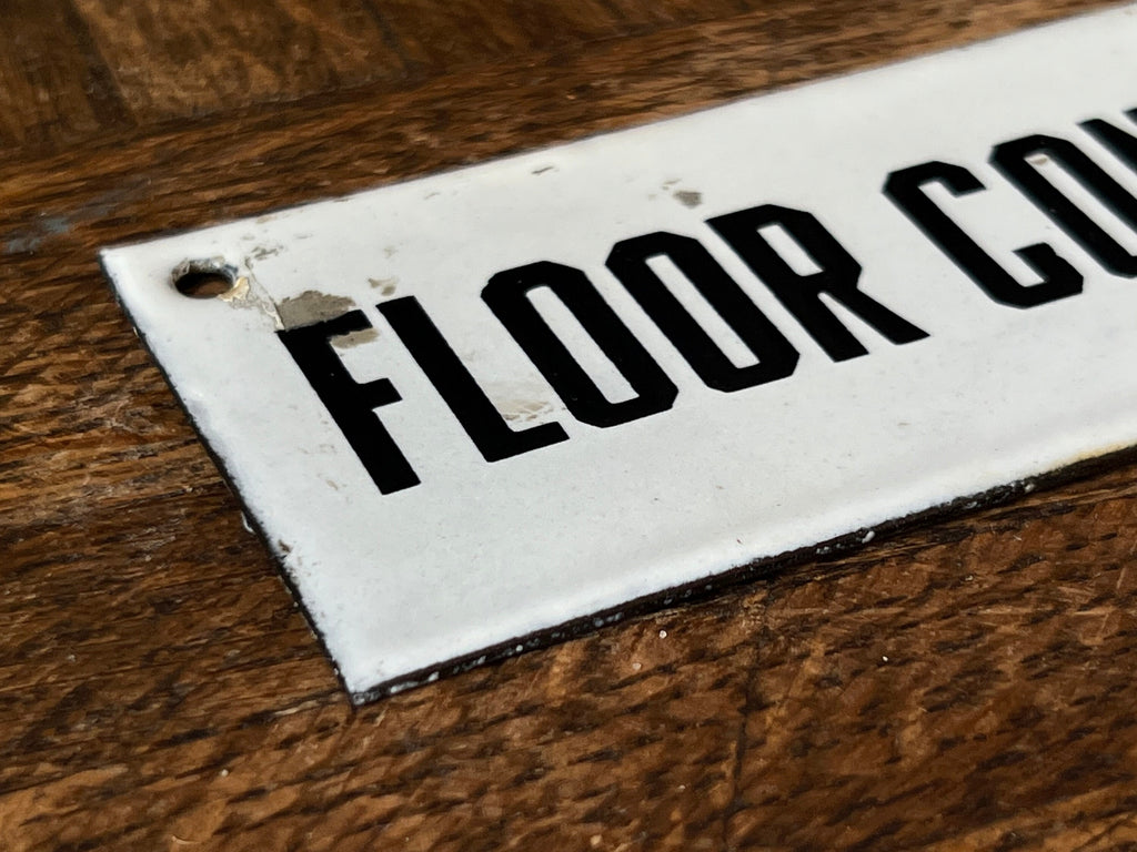Vintage Factory Sign, Floor Control, Black And White Porcelain Sign, Industrial Decor