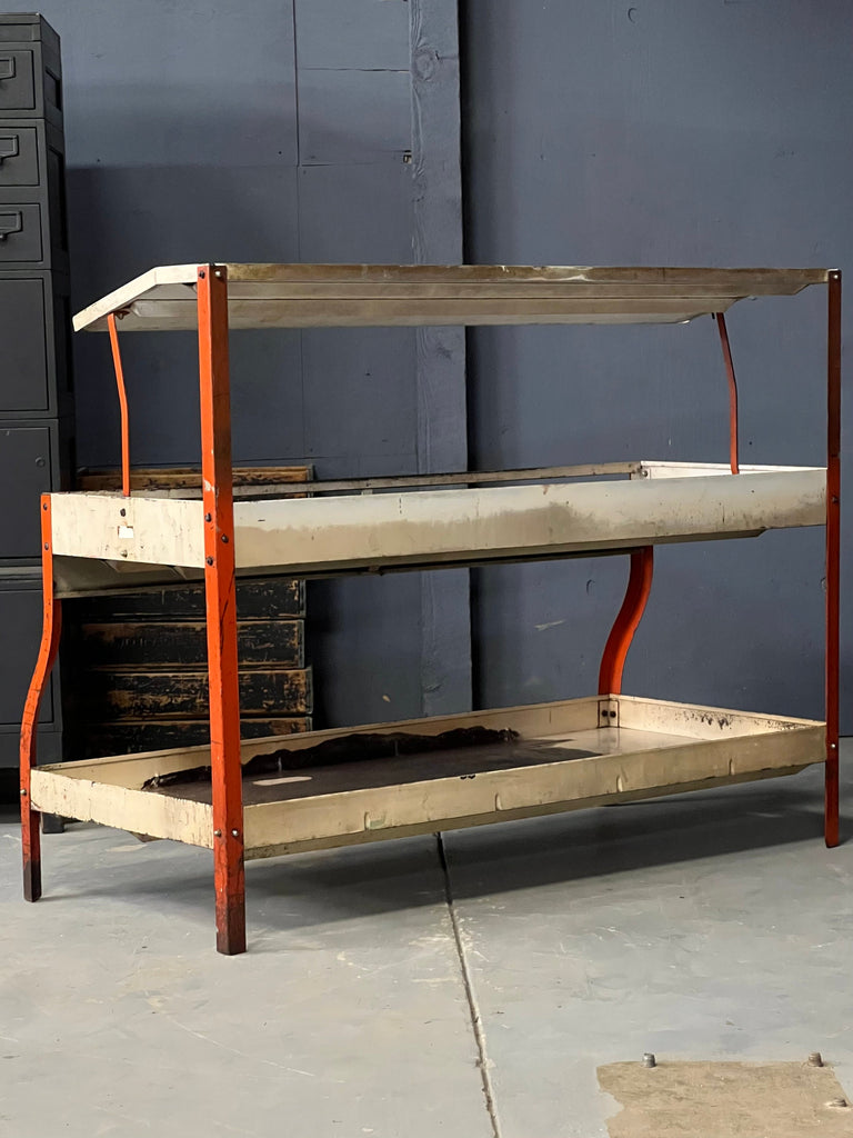 Large Vintage Retail Display Rack, Federal Bread Display Shelf, Tiered Metal Shelving, Bread Advertising