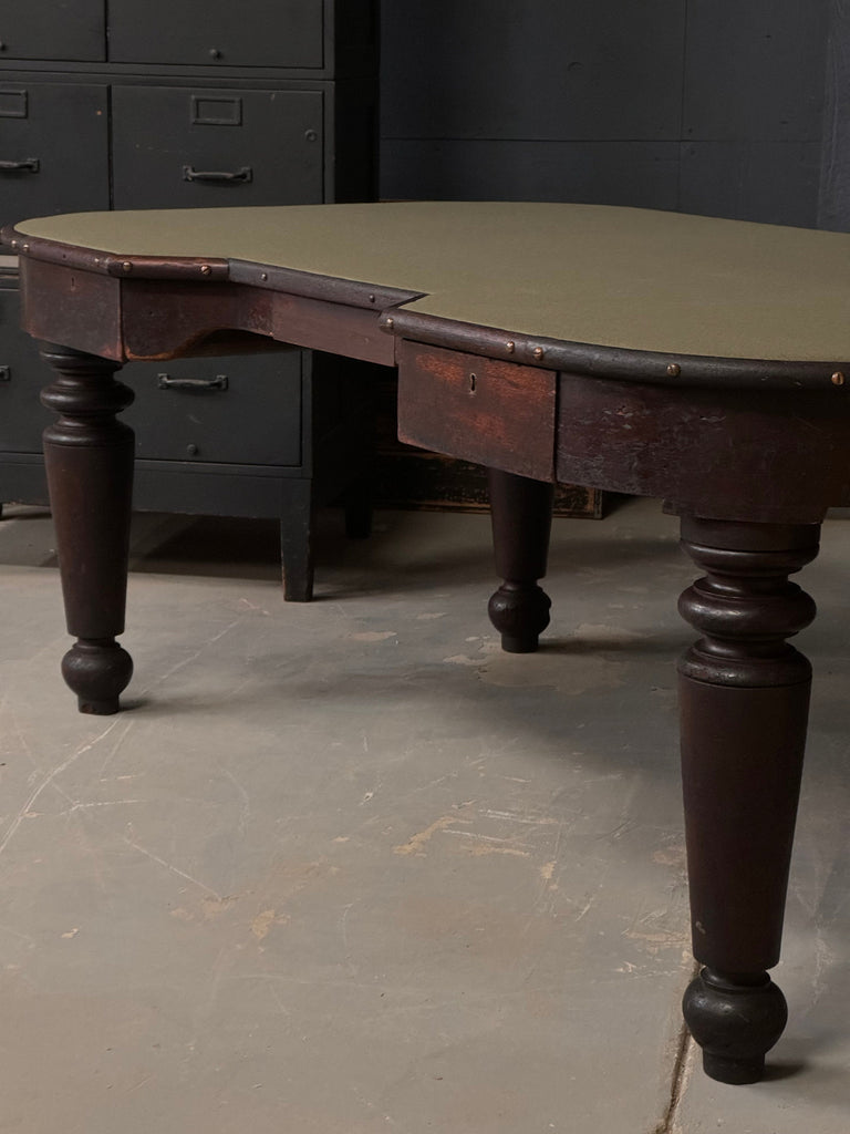 Antique Poker Table, Antique Gaming Table, Antique Wood Desk With Drawers, Antique Felt Top Table