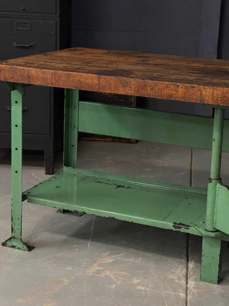 Large Workbench Table LARGE Industrial Workbench Table With Swing Arm Seat, Industrial Desk ...