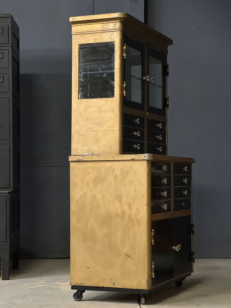 Antique Medical Cabinet, Dental Cabinet, Industrial Cabinet, Metal and Glass Cabinet, Antique Display Cabinet