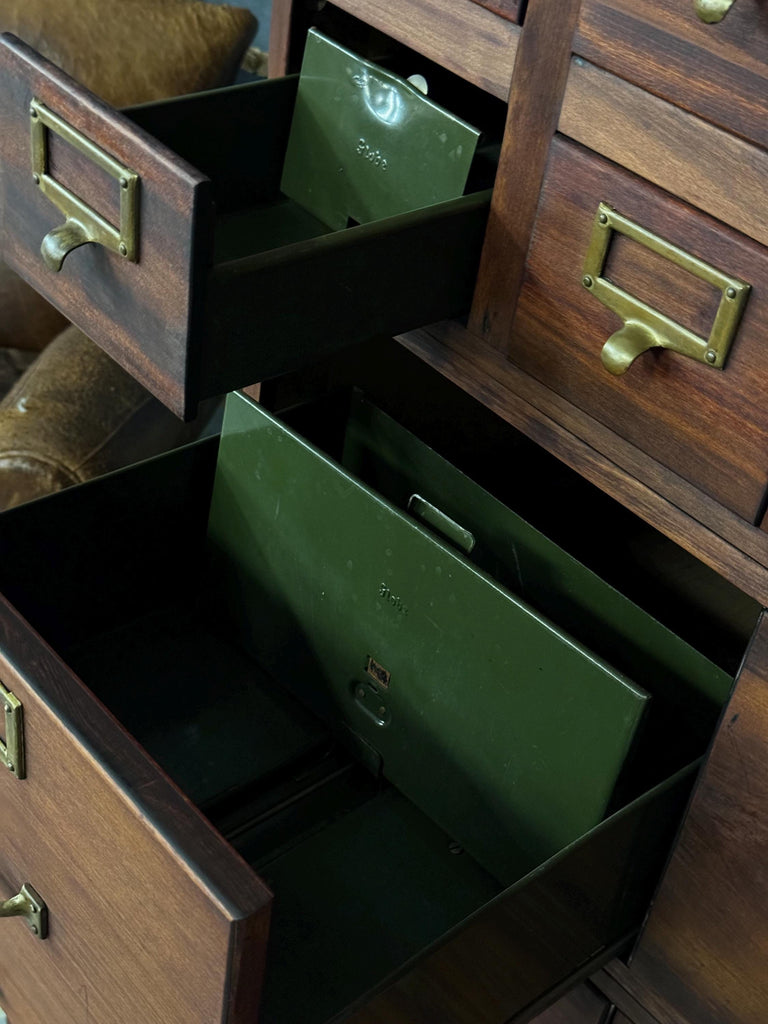 Antique Wood File Cabinet, Stacking Card Catalog, Card File Cabinet, Step Back Wood File Cabinet, Multi Drawer Unit