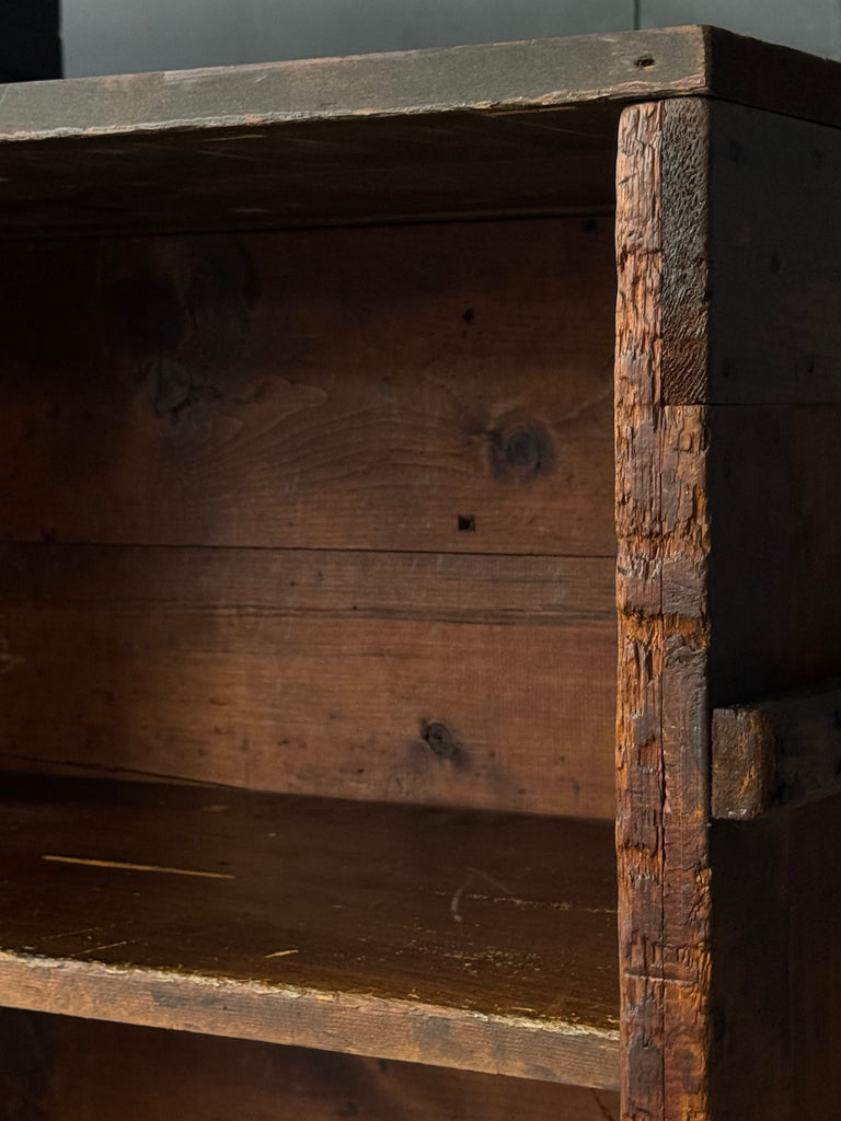 Antique Material Rack Shelving, Rolling Industrial Factory Cart, Industrial Shelving, Wood Shelving Unit on Casters, Vinyl Shelf