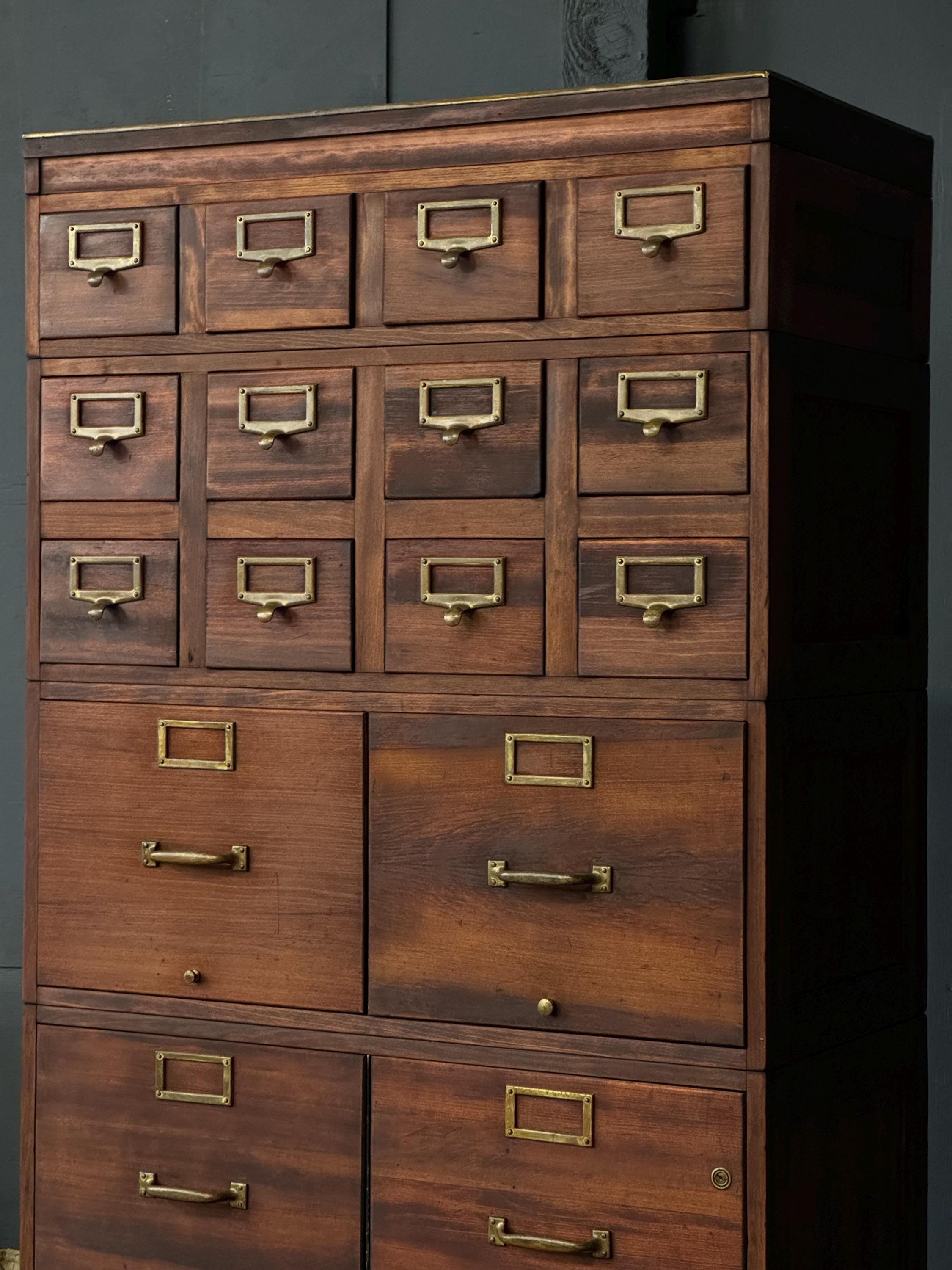 Antique Wood File Stacking Card Catalog, Card File S