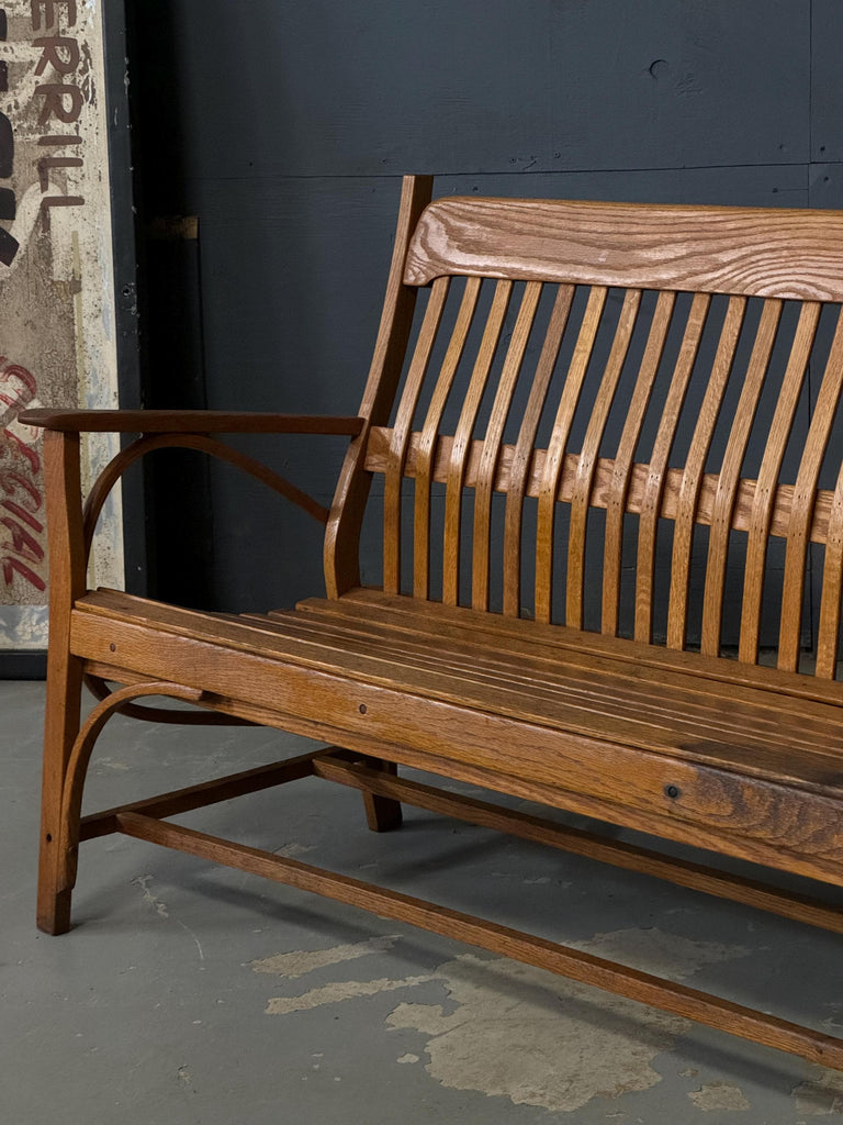 Antique Wood Bench, Bentwood Bench, Wood Entryway Bench, Wood Slat Bench, Antique Oak Bench