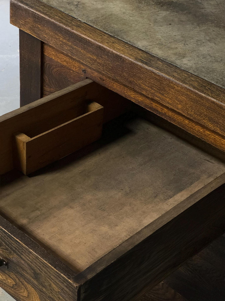 Antique Stone Top Printers Layout Table, Hamilton Industrial Workbench Table, Typesetters Table, Vintage Industrial Desk, Kitchen Island