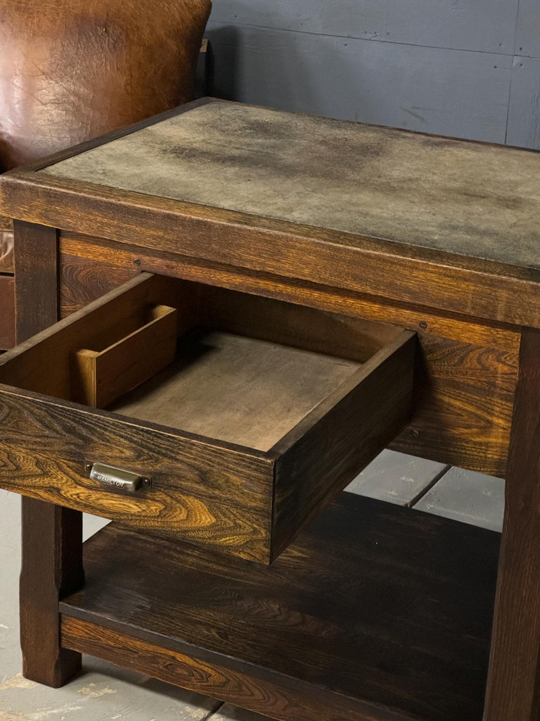 Antique Stone Top Printers Layout Table, Hamilton Industrial Workbench Table, Typesetters Table, Vintage Industrial Desk, Kitchen Island