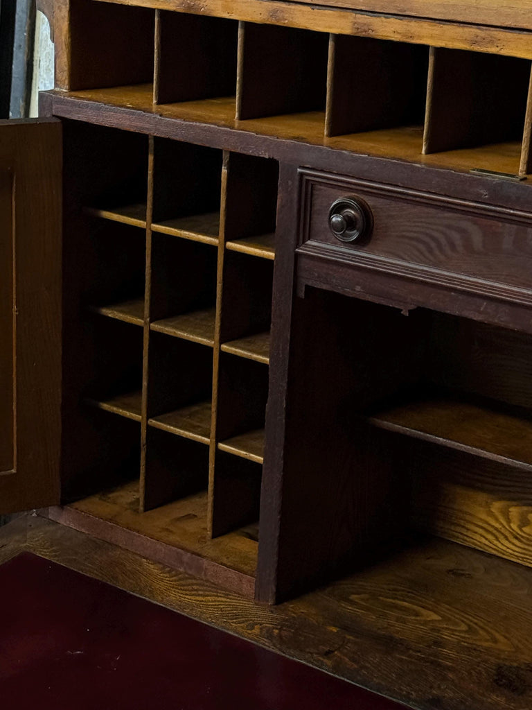 Large Antique Desk, Plantation Desk, Postmasters Desk, Wood Desk, Antique Desk With Storage