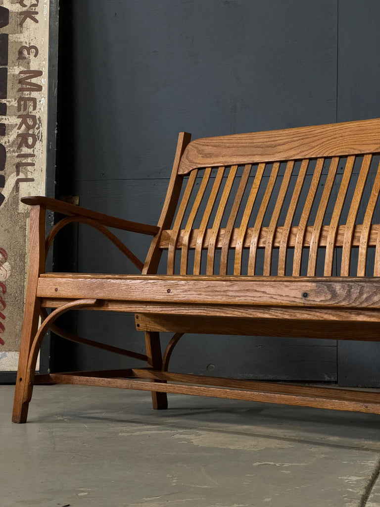 Antique Wood Bench, Bentwood Bench, Wood Entryway Bench, Wood Slat Bench, Antique Oak Bench