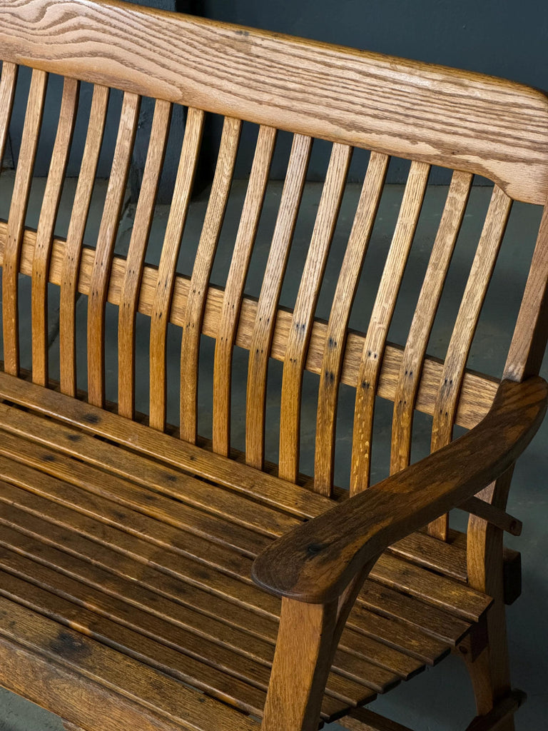 Antique Wood Bench, Bentwood Bench, Wood Entryway Bench, Wood Slat Bench, Antique Oak Bench