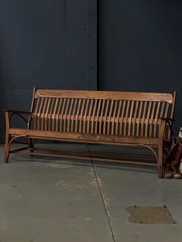 Antique Wood Bench, Bentwood Bench, Wood Entryway Bench, Wood Slat Bench, Antique Oak Bench