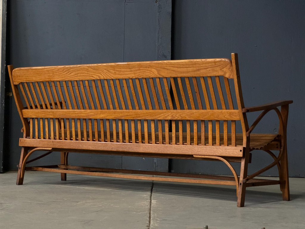 Antique Wood Bench, Bentwood Bench, Wood Entryway Bench, Wood Slat Bench, Antique Oak Bench