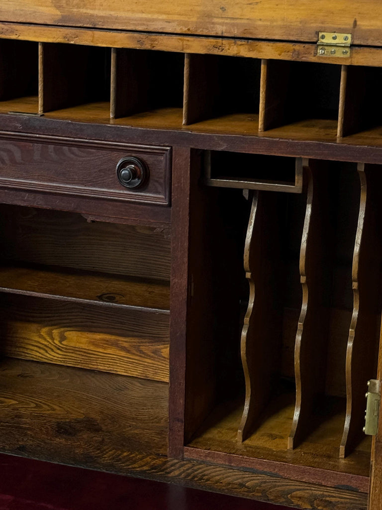 Large Antique Desk, Plantation Desk, Postmasters Desk, Wood Desk, Antique Desk With Storage