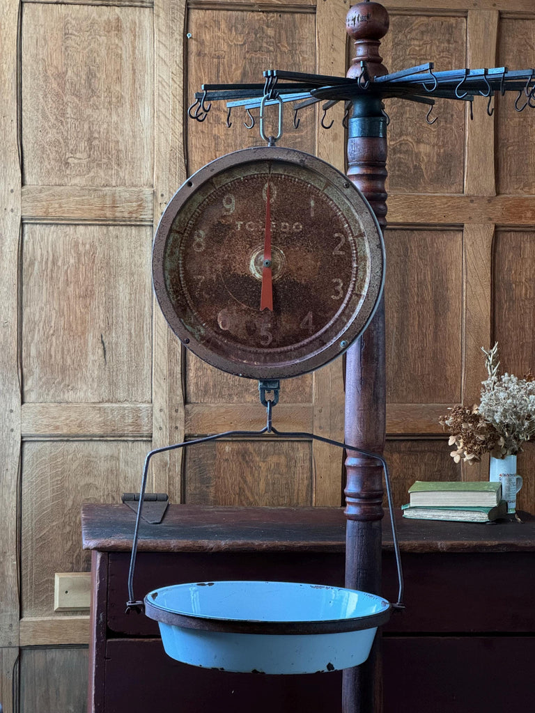 Antique Hanging Scale, Double Sided Toledo Hanging Produce Scale, Grocery Scale, Kitchen Scale, Hanging Fruit Basket