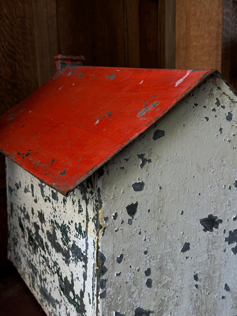 Large Antique Folk Art Mailbox, Folk Art House, Handmade Metal Cabin Mailbox, Industrial Farmhouse Decor