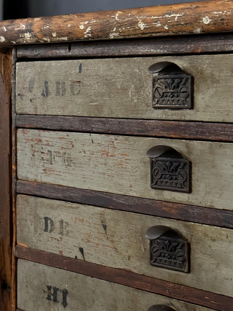 Small Antique Drawer Cabinet, General Store Cabinet, Printers Cabinet, Farmhouse Cabinet, Primitive Drawer Unit, Rustic Storage, Apothecary