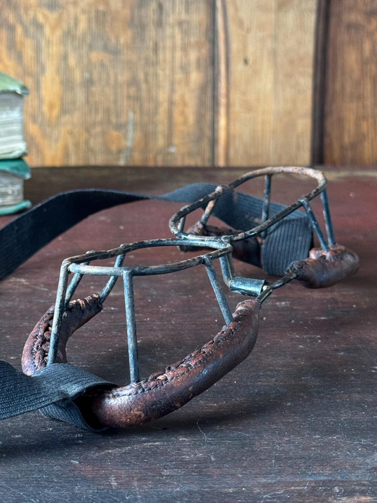 Antique Catchers Mask, Leather And Steel Face Mask, Half Mask, Eye Mask, Baseball Decor, Baseball Memorabilia