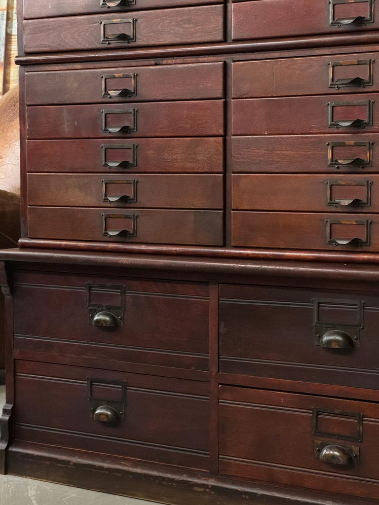 Antique Wood File Cabinet, Stacking Card Catalog, Vintage Drawer Unit, Apothecary Cabinet, Entryway Cabinet, Industrial Office