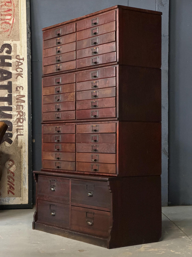 Antique Wood File Cabinet, Stacking Card Catalog, Vintage Drawer Unit, Apothecary Cabinet, Entryway Cabinet, Industrial Office