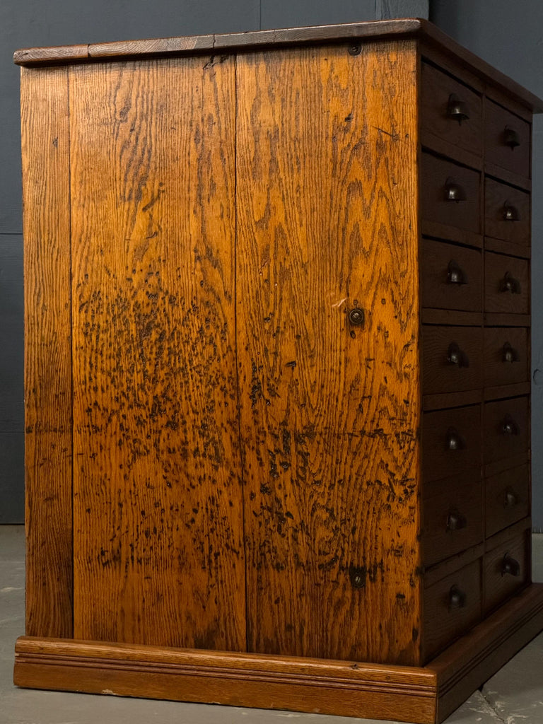 Antique Wood Drawer Unit, Small Apothecary Cabinet, General Store Drawer Cabinet