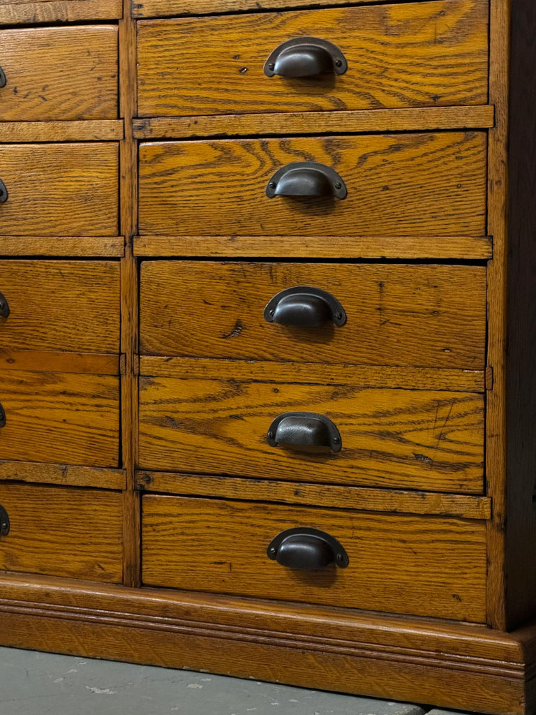 Antique Wood Drawer Unit, Small Apothecary Cabinet, General Store Drawer Cabinet