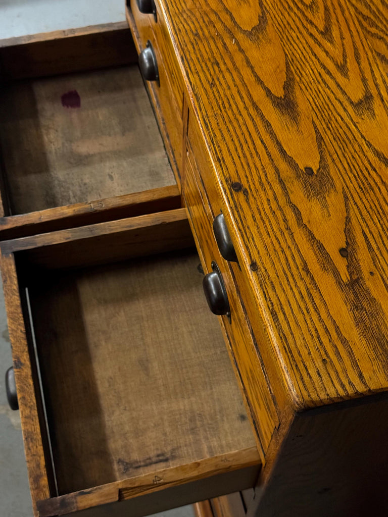 Antique Wood Drawer Unit, Small Apothecary Cabinet, General Store Drawer Cabinet