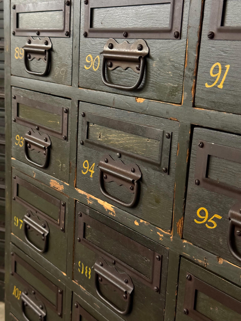 PAIR Of LARGE Antique Parts Cabinets, Wood Machinist Cabinet, Antique Drawer Unit, File Cabinet, Industrial Storage