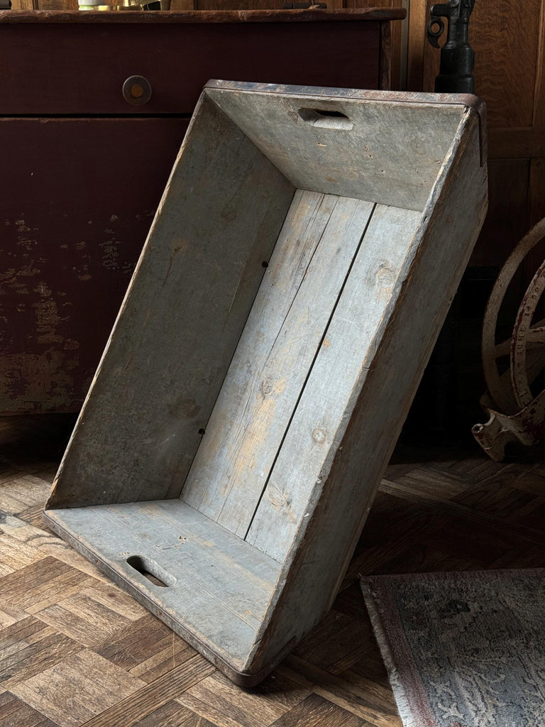 LARGE Antique Industrial Parts Bin, Large Wood Crate, Industrial Storage Decor, Wood Basket