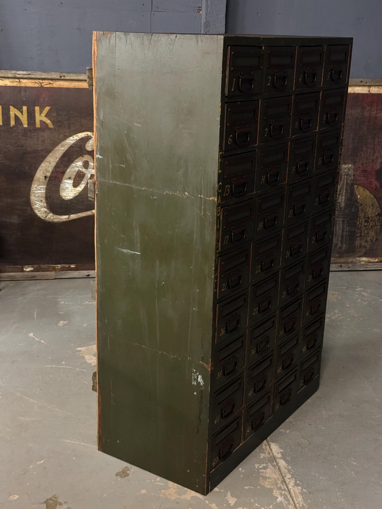 Antique Parts Cabinet, Wood Machinist Cabinet, Antique Drawer Unit, File Cabinet, Industrial Storage