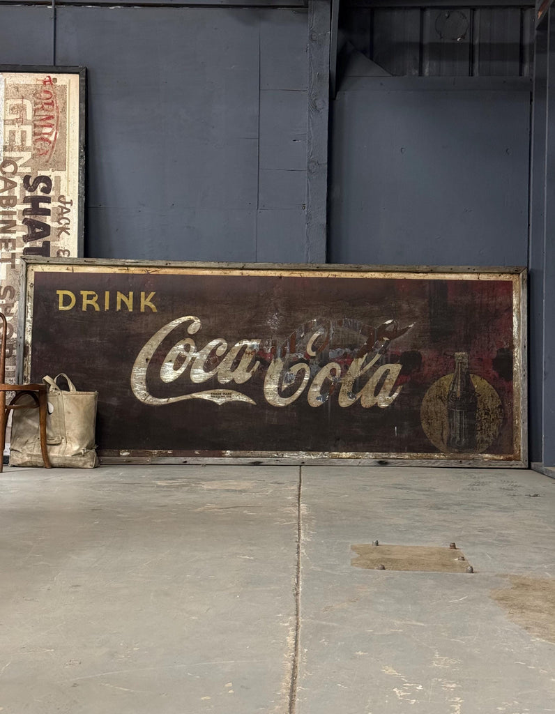 LARGE Antique Coca Cola Sign, Coca Cola Billboard Road Sign, Drink Coca Cola Sign With Coke Bottle, Coca Cola Collectibles