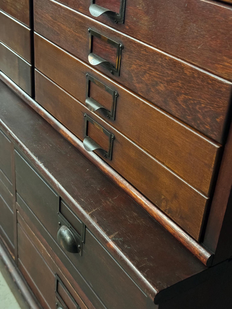 Antique Wood File Cabinet, Stacking Card Catalog, Vintage Drawer Unit, Apothecary Cabinet, Entryway Cabinet, Industrial Office