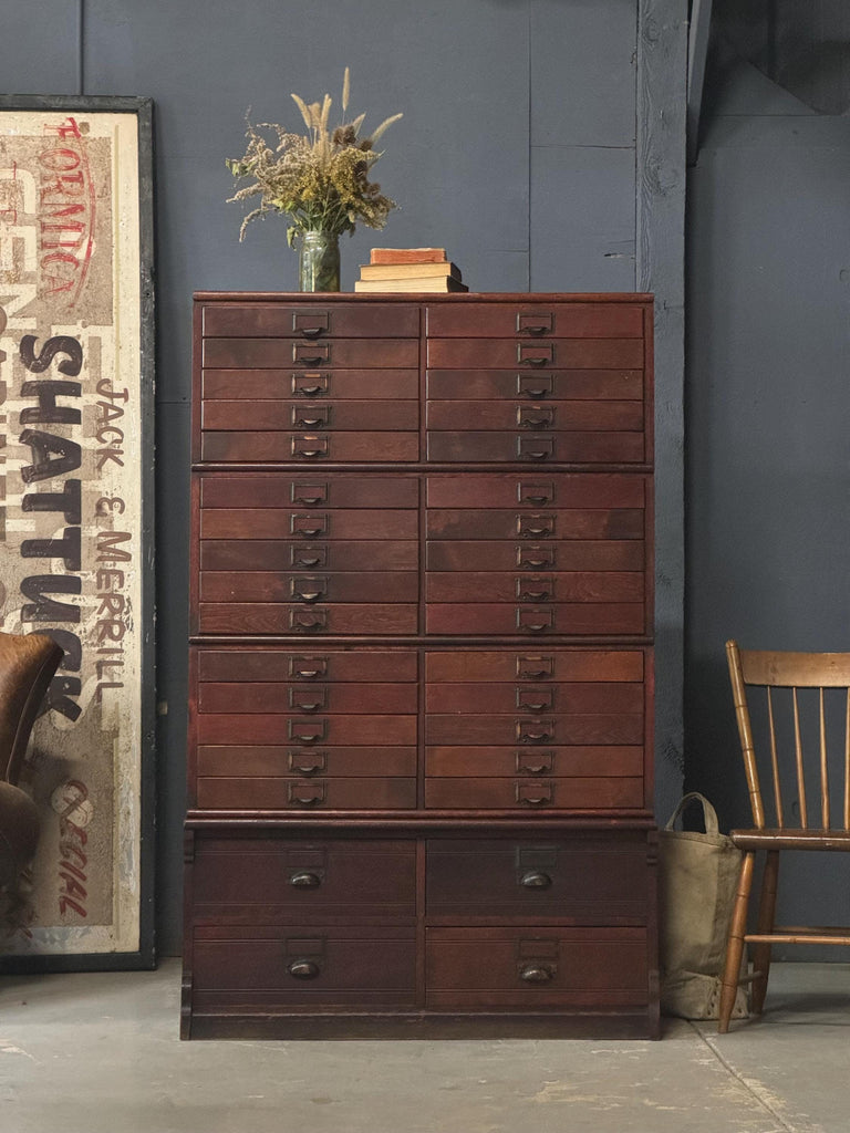 Antique Wood File Cabinet, Stacking Card Catalog, Vintage Drawer Unit, Apothecary Cabinet, Entryway Cabinet, Industrial Office