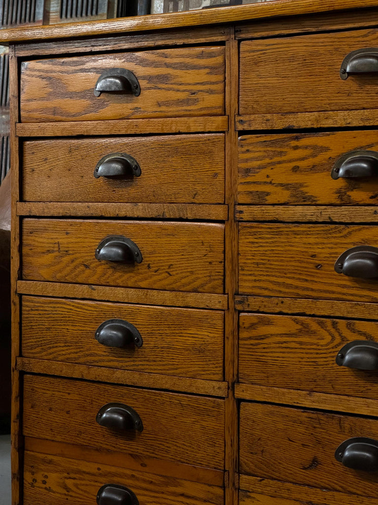 Antique Wood Drawer Unit, Small Apothecary Cabinet, General Store Drawer Cabinet