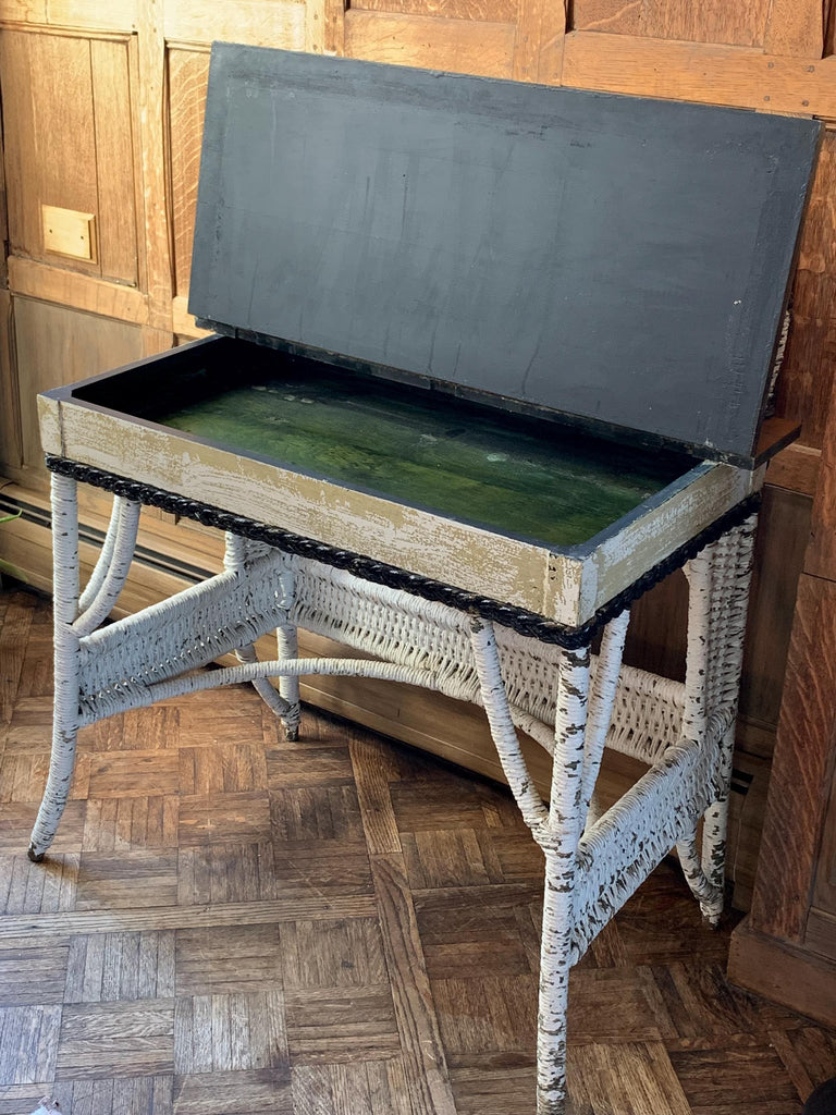 Antique Wicker Desk, Rattan Desk, Wicker Table, Wicker Vanity, Dressing Table, Antique Secretary, Entryway Rattan Table, Writing Table