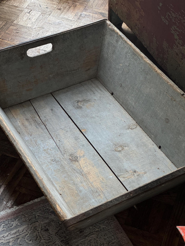 LARGE Antique Industrial Parts Bin, Large Wood Crate, Industrial Storage Decor, Wood Basket