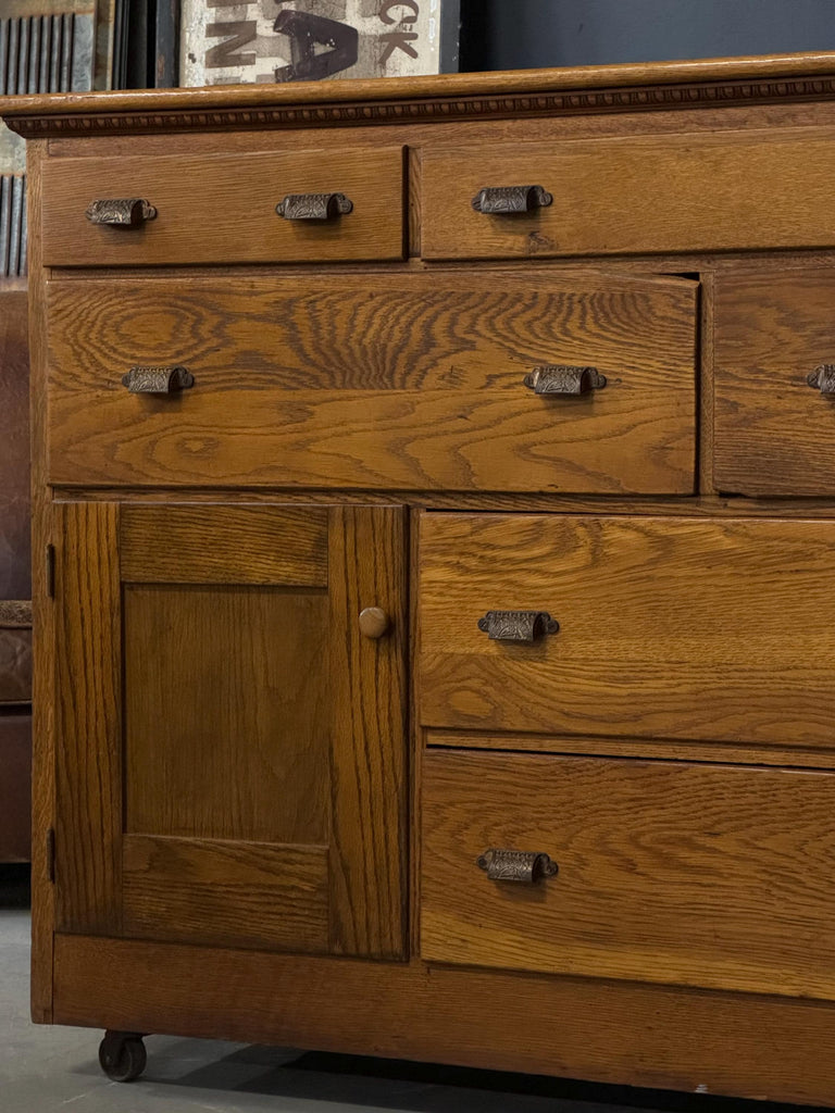 Antique Oak Apothecary Cabinet, Large Drawer Cabinet, General Store Cabinet, Wood Drawer Unit