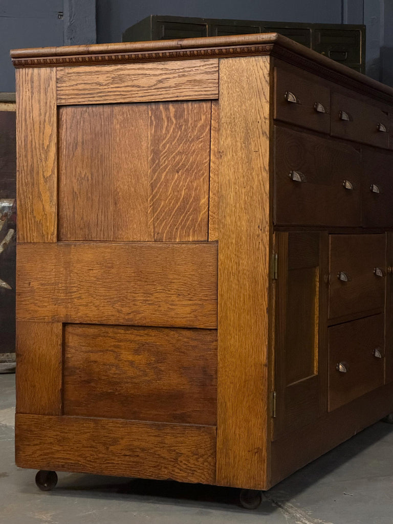 Antique Oak Apothecary Cabinet, Large Drawer Cabinet, General Store Cabinet, Wood Drawer Unit