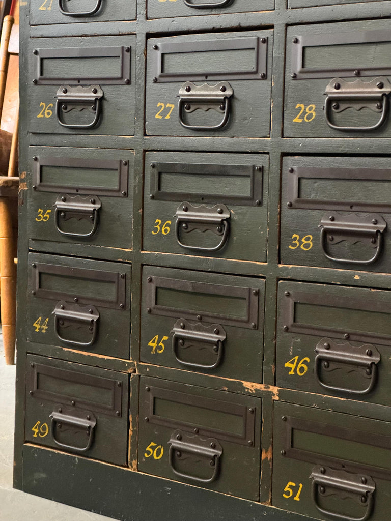 Antique Parts Cabinet, Wood Machinist Cabinet, Antique Drawer Unit, File Cabinet, Industrial Storage