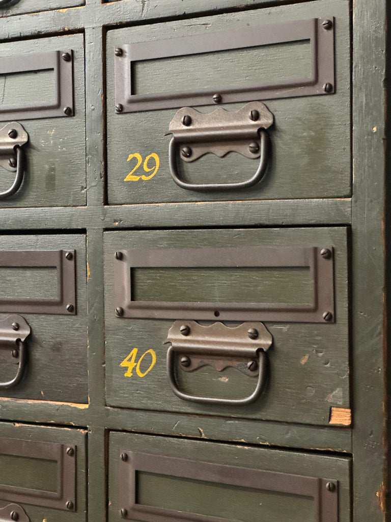 Antique Parts Cabinet, Wood Machinist Cabinet, Antique Drawer Unit, File Cabinet, Industrial Storage